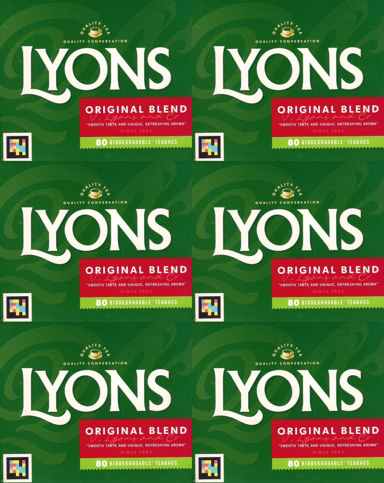 12 x Lyons Original Blend 80 Biodegradable Teabags 232G
