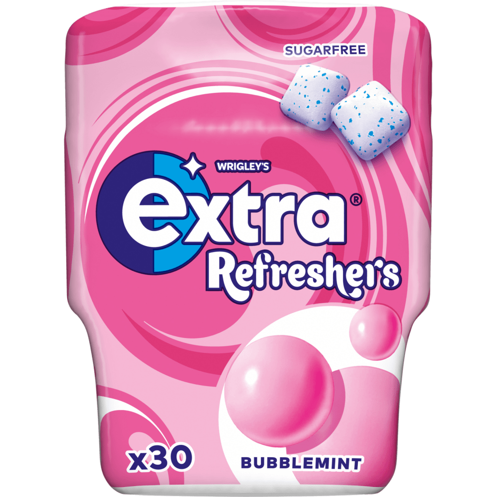 6 x Extra Refreshers Chewing Gum Bubblemint Bottle - 30PCE