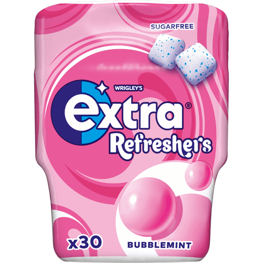 6 x Extra Refreshers Chewing Gum Bubblemint Bottle - 30PCE