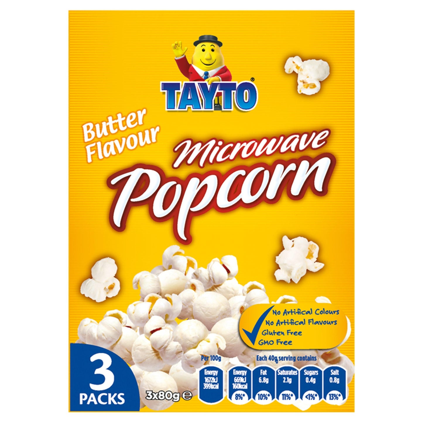 16 x Tayto Butter Flavour Microwave Popcorn 3 X 80G