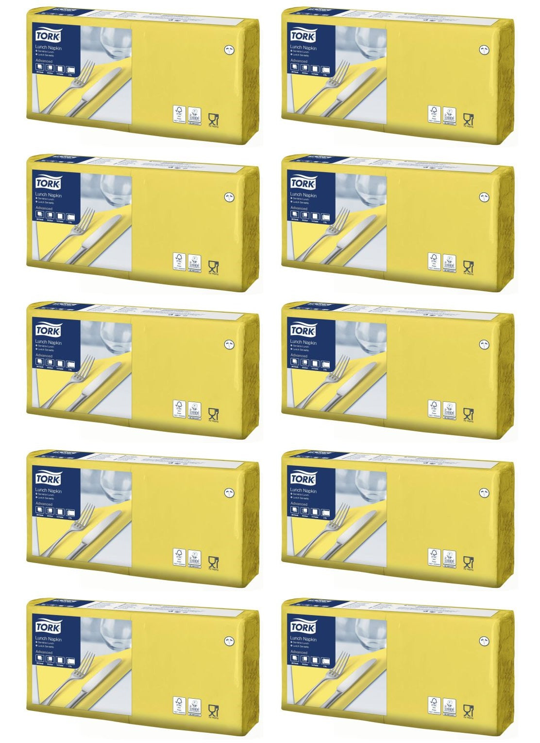 10 x 477841 Tork Yellow Lunch Napkin