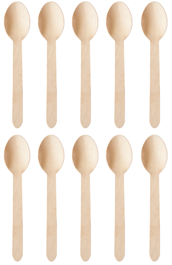 10 x D2E Cutlery Wooden Spoon 6In 100Pk X 10