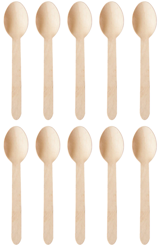 10 x D2E Cutlery Wooden Spoon 6In 100Pk X 10