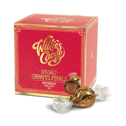 Willie's Cacao Dark Choc Sea Salt Caramel Pearls - 150g