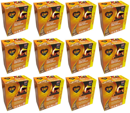 12 x Zip Individually Wrapped Firelighters 20 Cubes